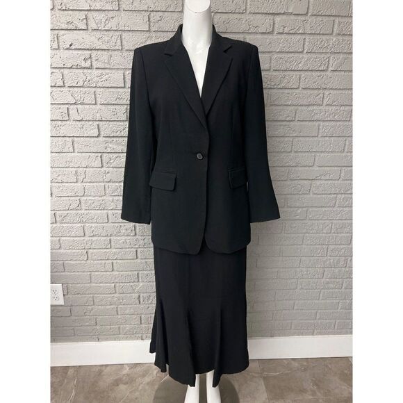 Nygard Collection Women Black Midi Skirt Suit Size 6 - Picture 1 of 10